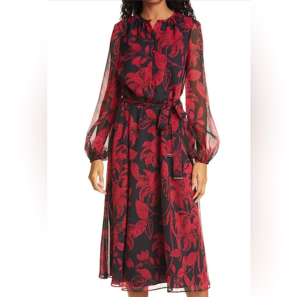 NEW|| TED BAKER LONDON Rococo long sleeve midi dress size0 (fits like size2-4)